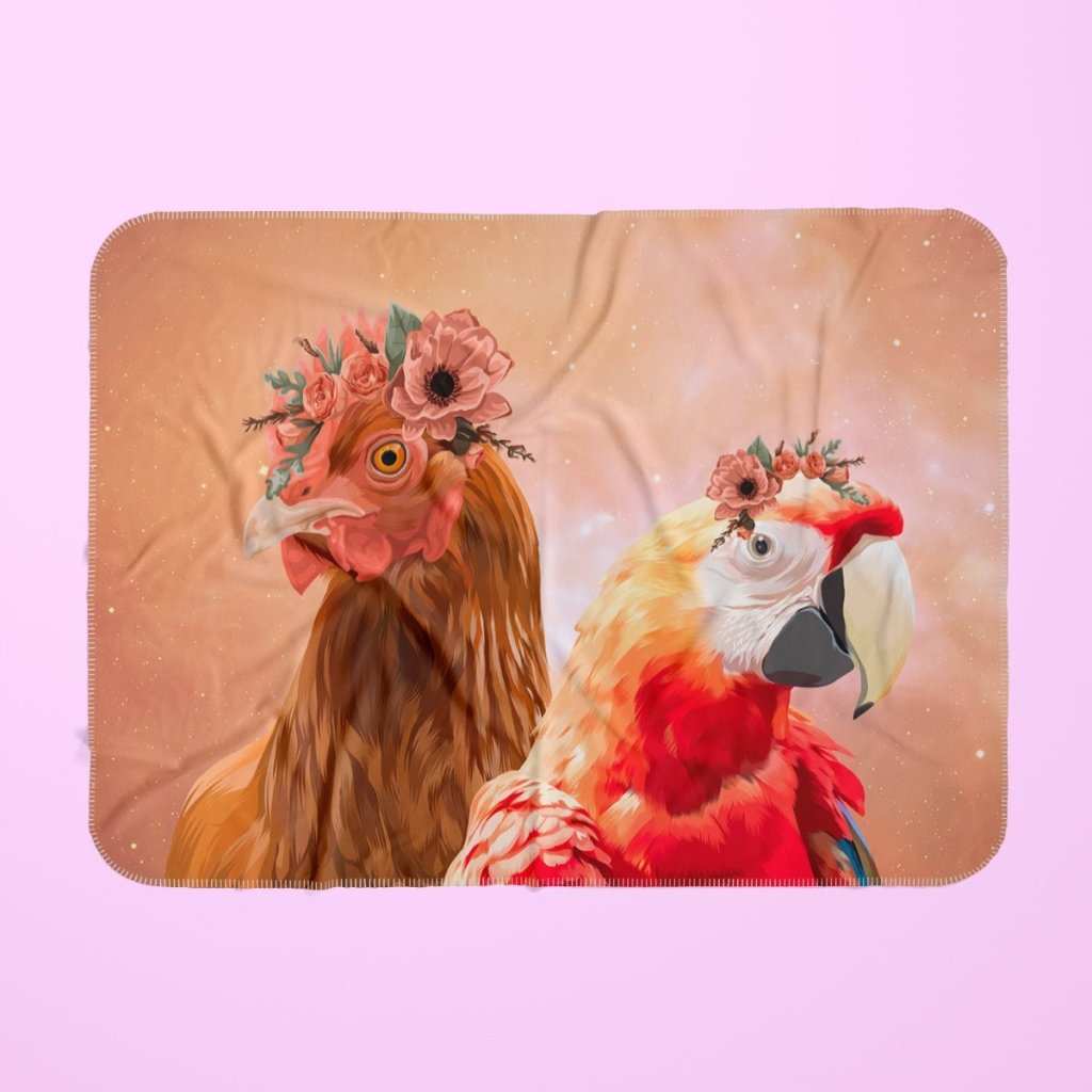 Pet Portraits | Custom Modern Blossom Crown: Pet Portrait Fleece Blanket | Paw & Glory