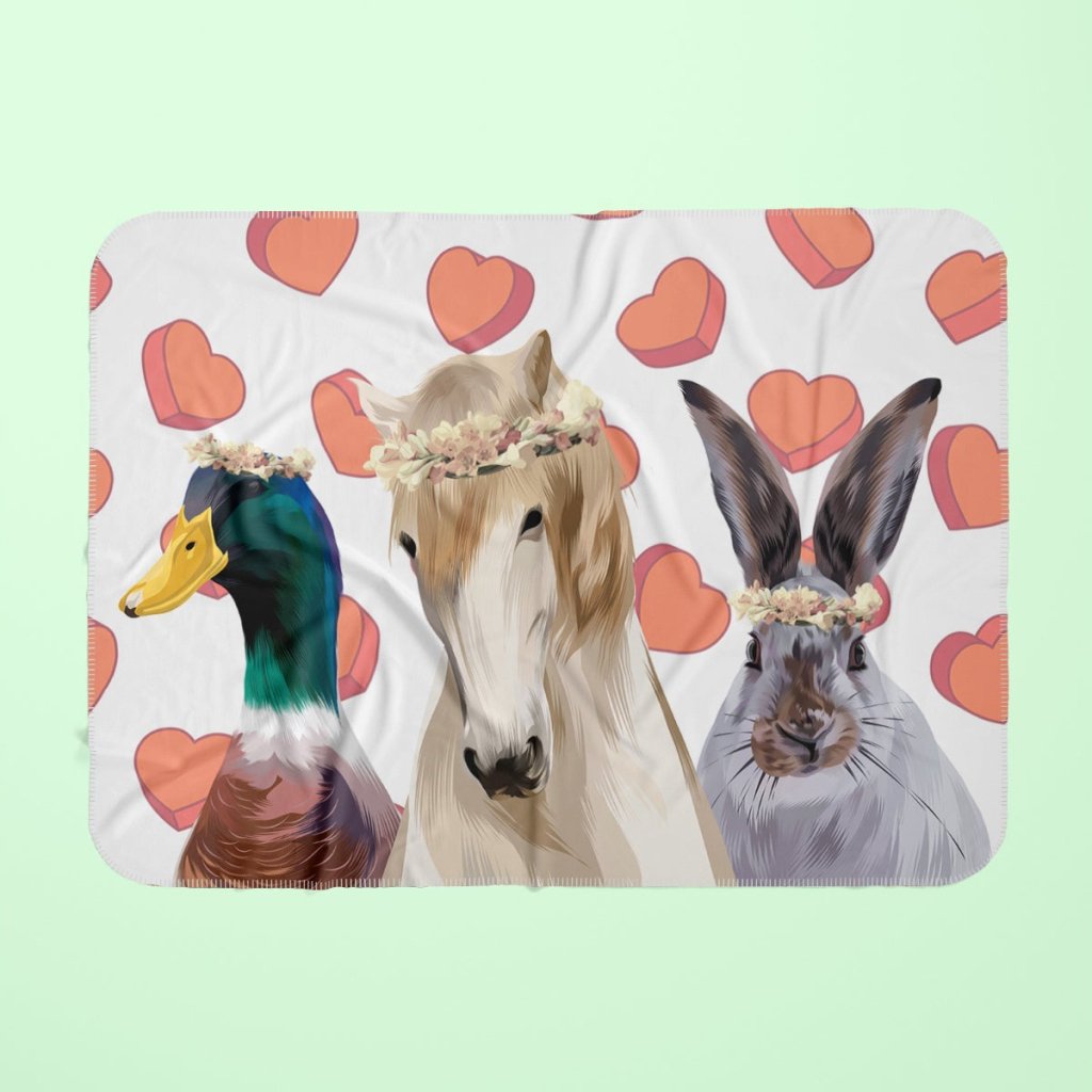 Pet Portraits | Custom Modern Flower Bud Crown: Pet Portrait Fleece Blanket | Paw & Glory