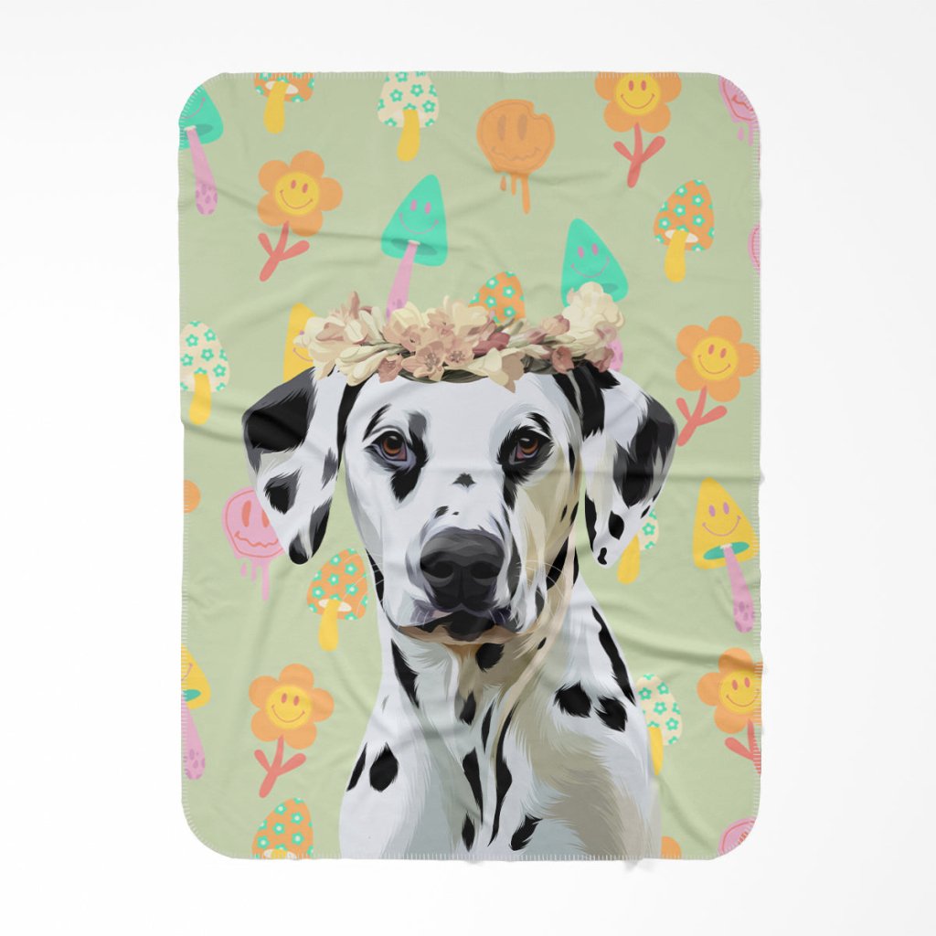 Pet Portraits | Custom Modern Flower Bud Crown: Pet Portrait Fleece Blanket | Paw & Glory