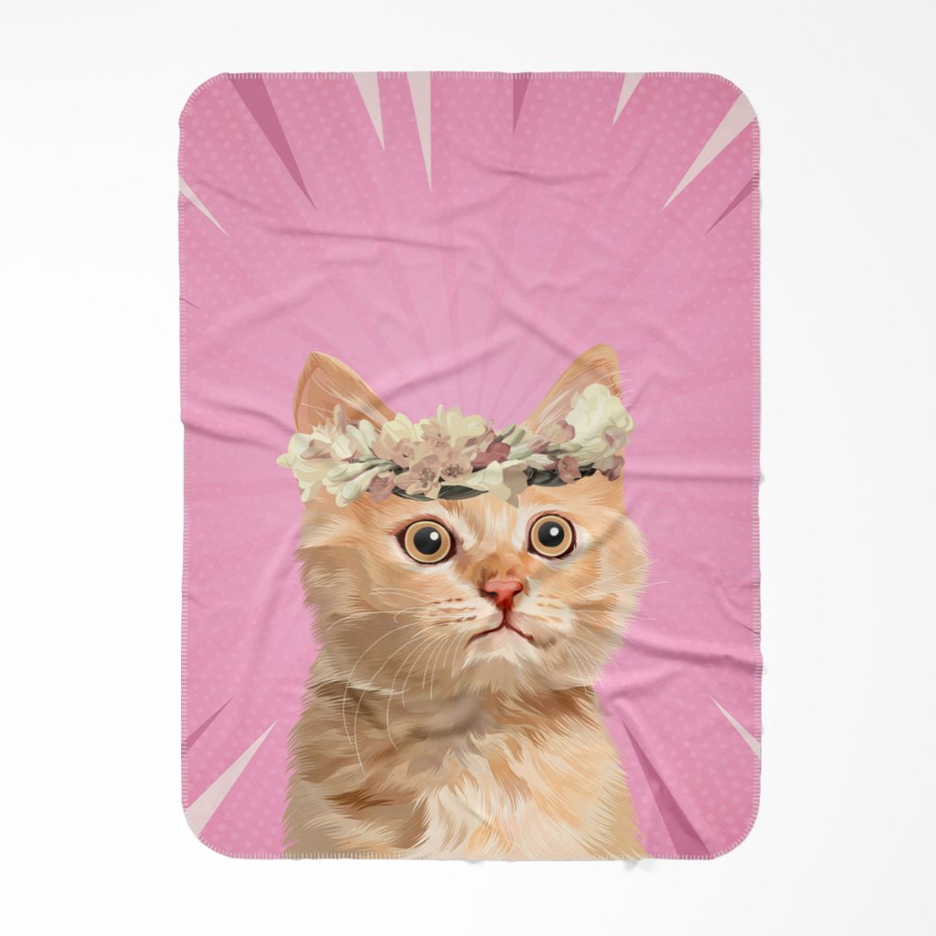 Pet Portraits | Custom Modern Flower Bud Crown: Pet Portrait Fleece Blanket | Paw & Glory