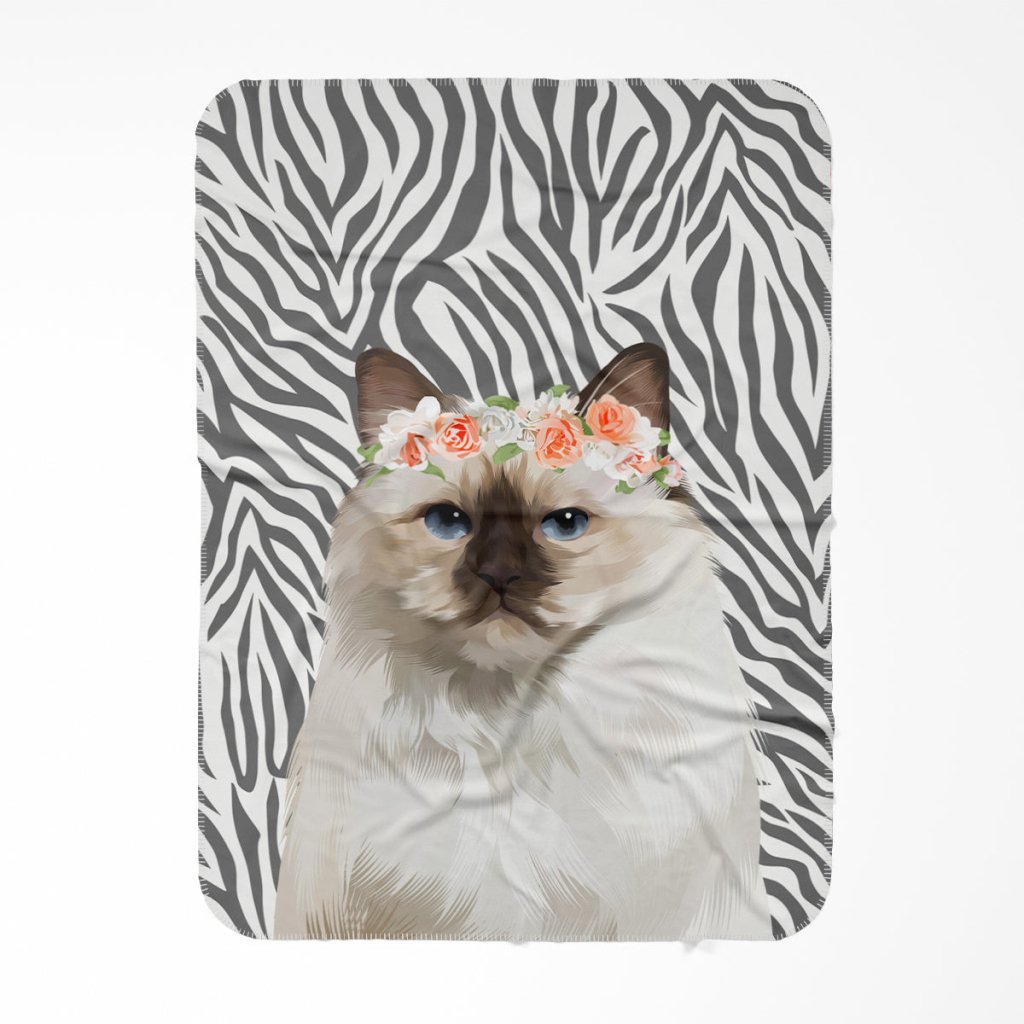 Pet Portraits | Custom Modern Full Blossom Crown: Pet Portrait Fleece Blanket | Paw & Glory