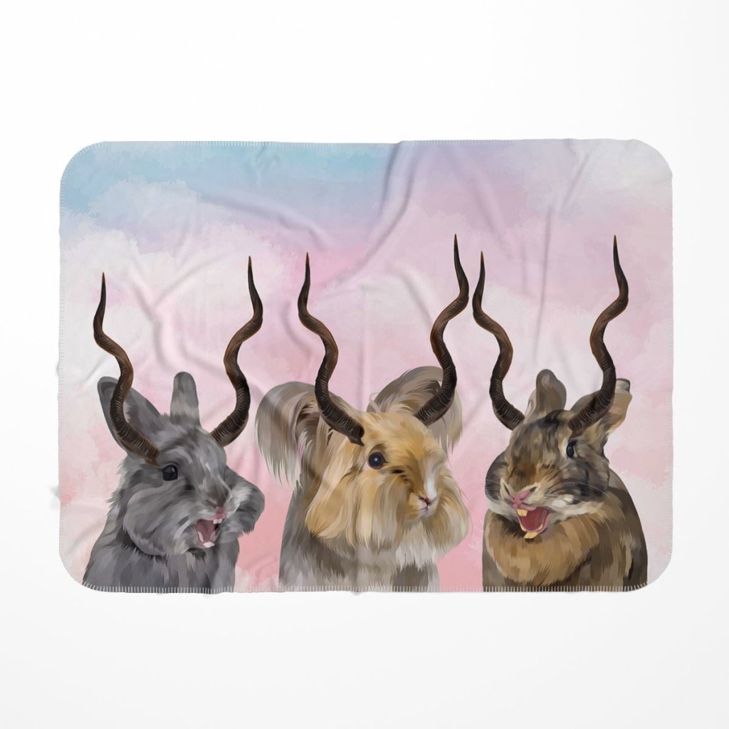Pet Portraits | Custom Modern Gazelle Antler: Pet Portrait Fleece Blanket | Paw & Glory