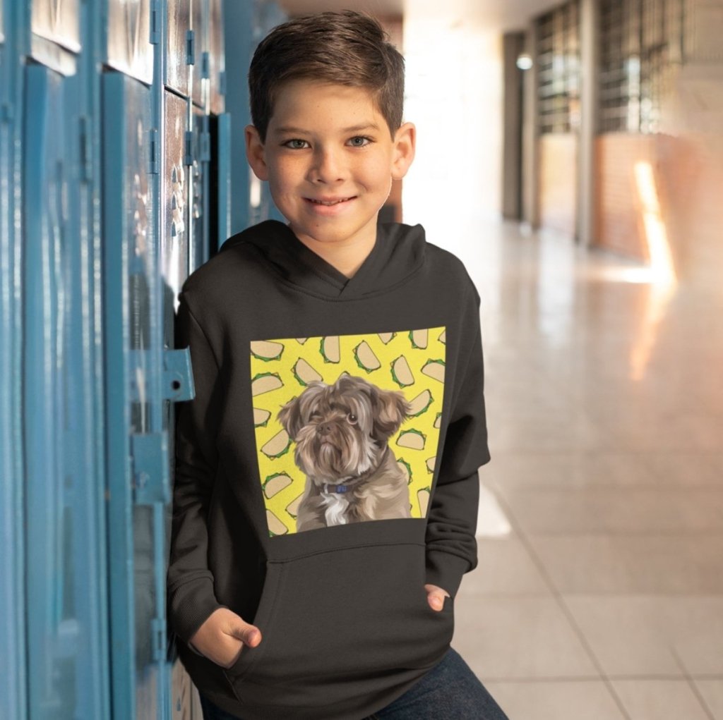 Pet Portraits | Custom Modern: Kids Unisex Pet Portrait Hoodie | Paw & Glory