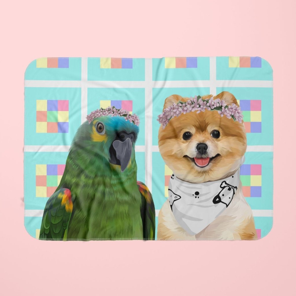 Pet Portraits | Custom Modern Pink Blossom Crown: Pet Portrait Fleece Blanket | Paw & Glory