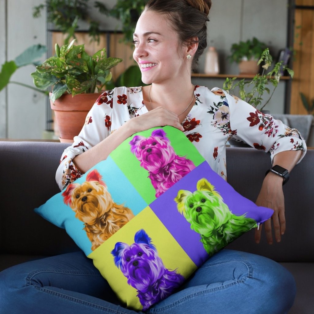 Pet Portraits | Custom Modern Pop Art: Pet Portrait Pillow | Paw & Glory