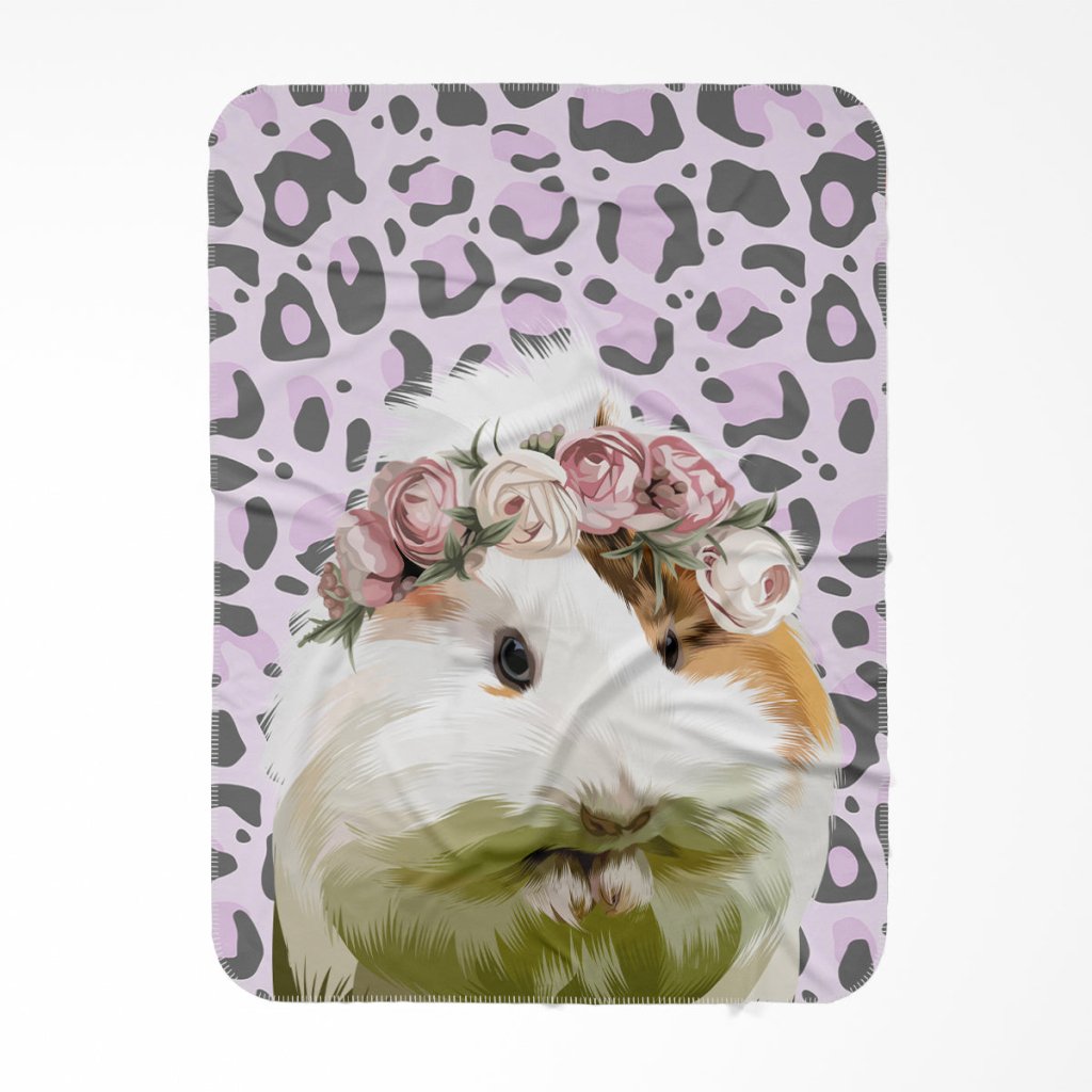Pet Portraits | Custom Modern Rose Crown: Pet Portrait Fleece Blanket | Paw & Glory