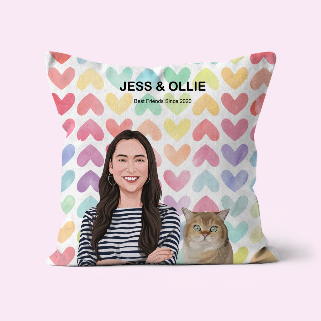 Pet Portraits | Custom Mom and Pet: Pet Portrait Pillow | Paw & Glory