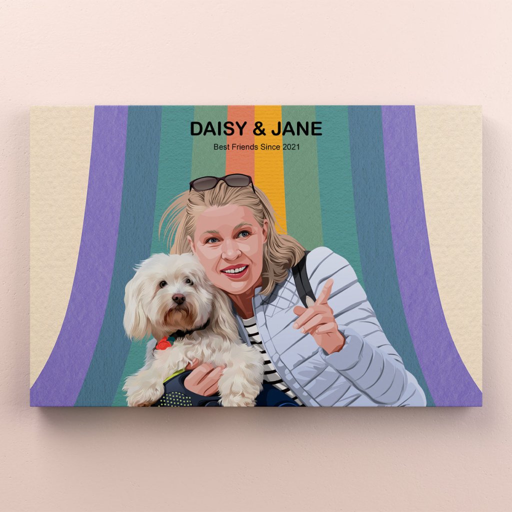 Pet Portraits | Custom Mom and Pet Together: Modern Pet Owner Canvas | Paw & Glory