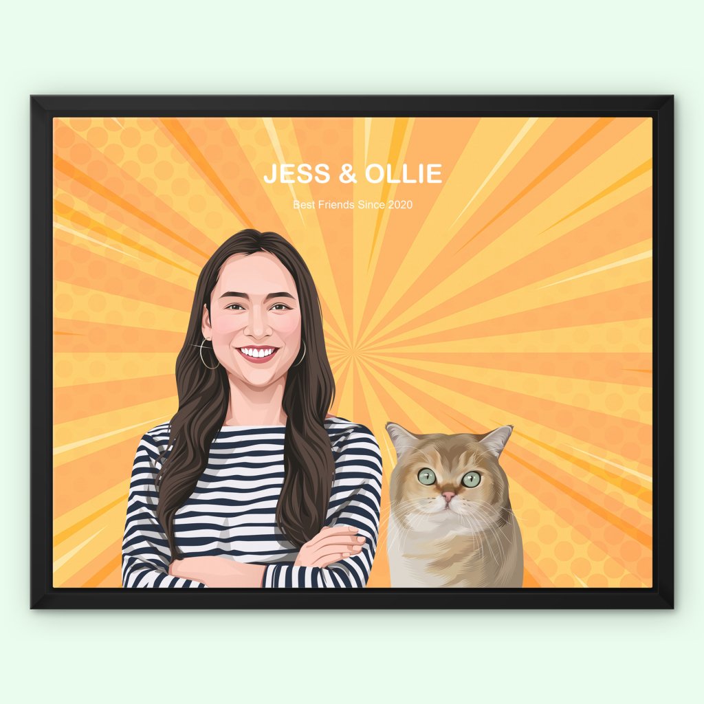 Custom Mom and Pet Together: Modern Pet Owner Canvas - Paw & Glory - Dog Portraits - Pet Portraits