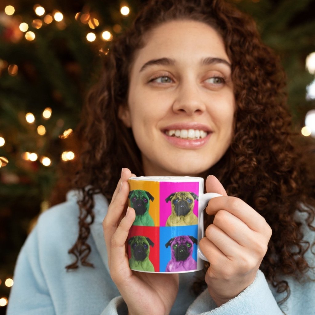 Pet Portraits | Custom Old School Pop Art: Pet Portrait Coffee Mug | Paw & Glory