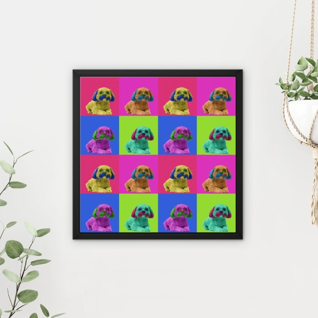 Pet Portraits | Custom Old School Pop Art: Pet Portrait Framed Canvas | Paw & Glory