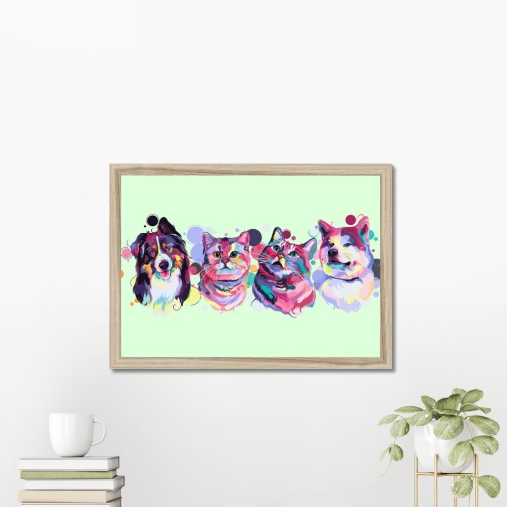 Pet Portraits | Custom Pastel Pop: Framed Pet Portrait | Paw & Glory