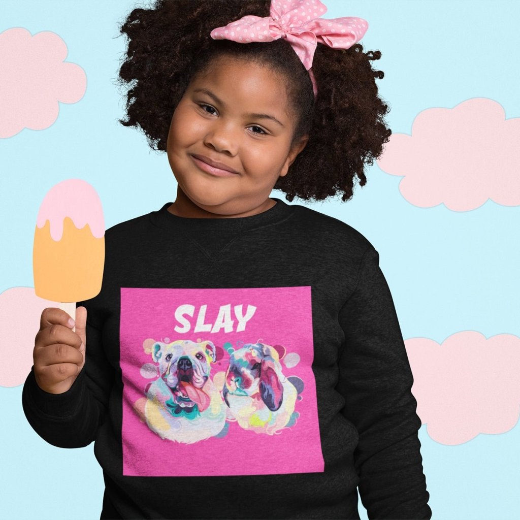 Pet Portraits | Custom Pastel Pop: Kids Unisex Pet Portrait Sweatshirt | Paw & Glory