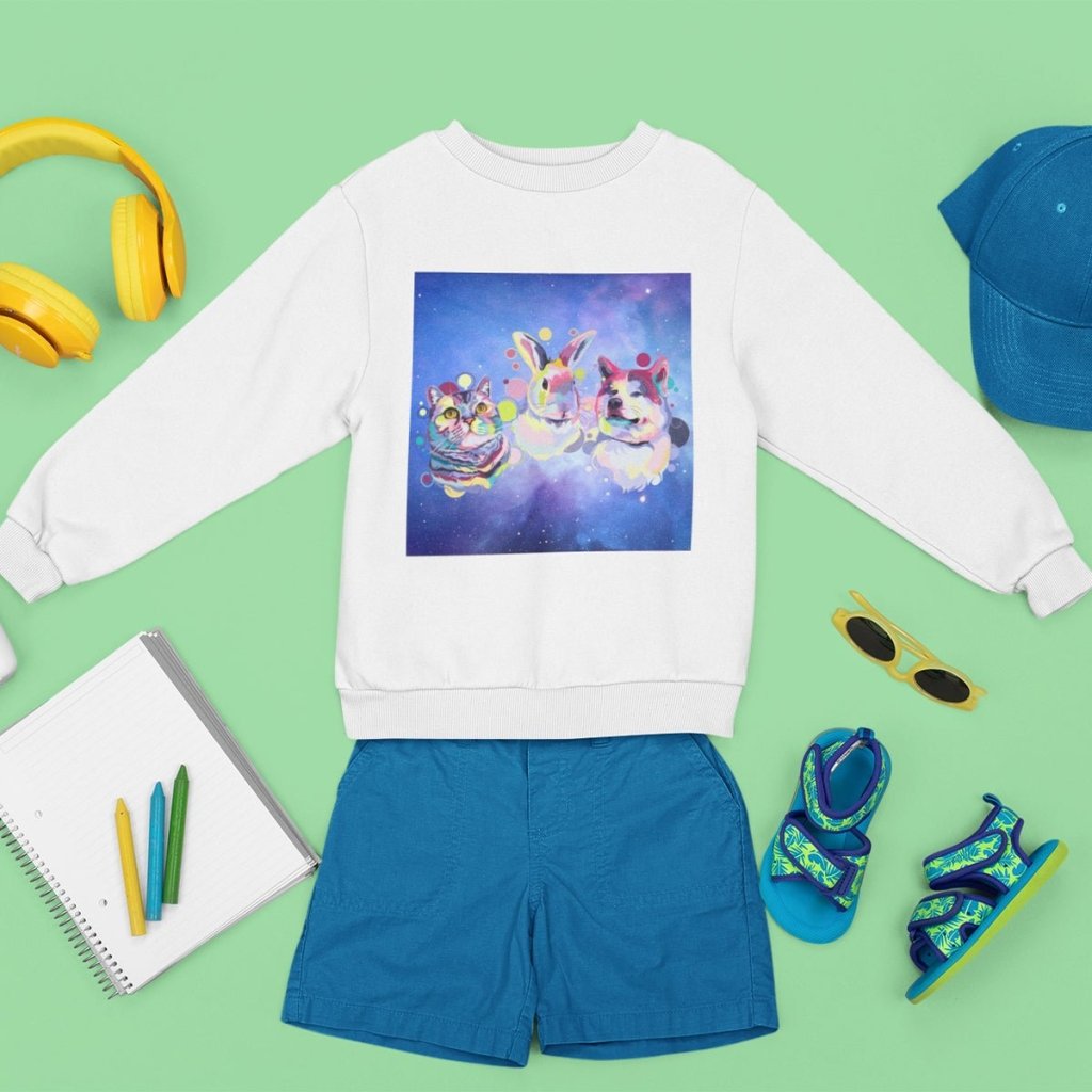 Custom Pastel Pop: Kids Unisex Pet Portrait Sweatshirt - Paw & Glory - Dog Portraits - Pet Portraits