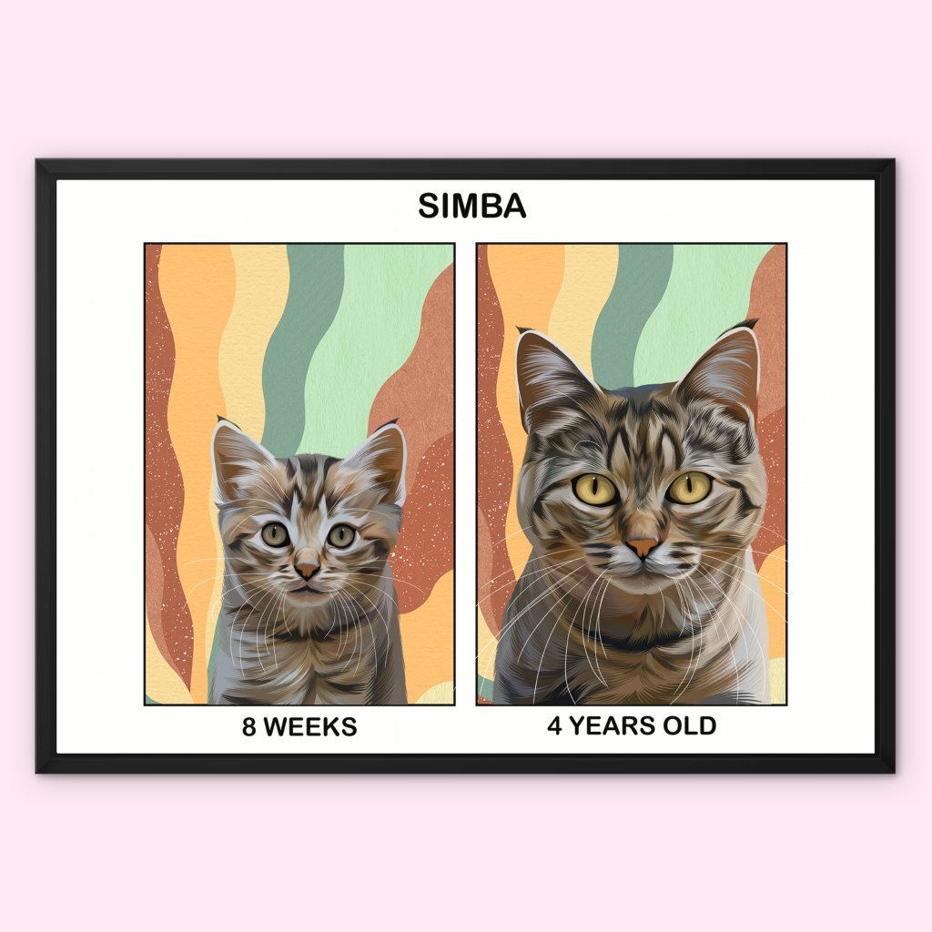 Custom Puppy to Adult: Modern Pet Canvas - Paw & Glory - Dog Portraits - Pet Portraits