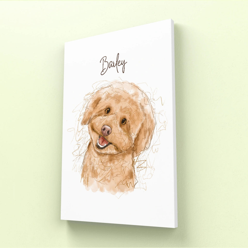 Custom Scribble: Pet Portrait Canvas - Paw & Glory - Dog Portraits - Pet Portraits