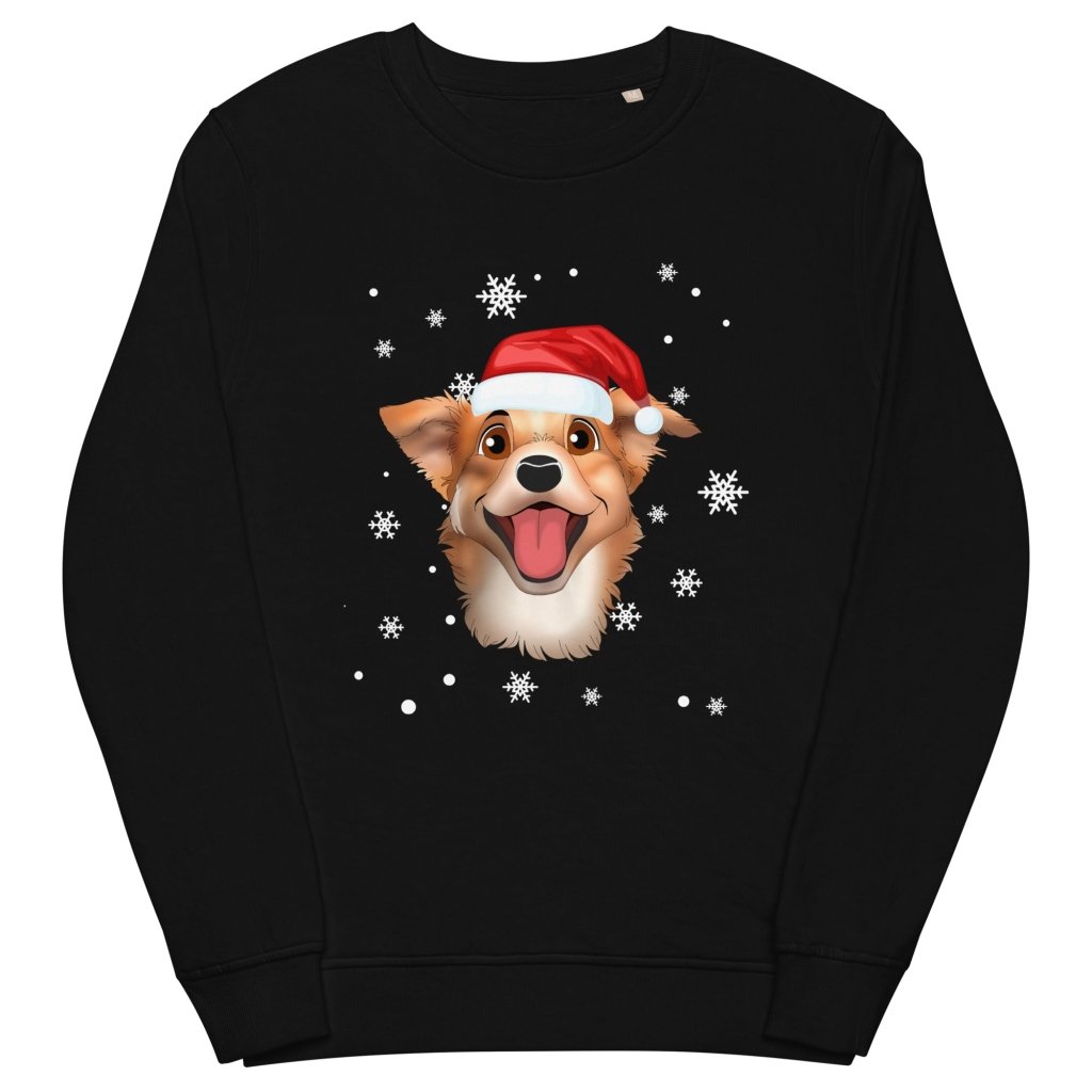 Pet Portraits | Custom Snowflakes and Santa Hat Pet Sweatshirt | Paw & Glory