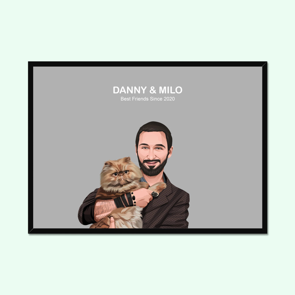 Pet Portraits | Dad and Pet Together: Custom Modern Pet Owner Portrait | Paw & Glory