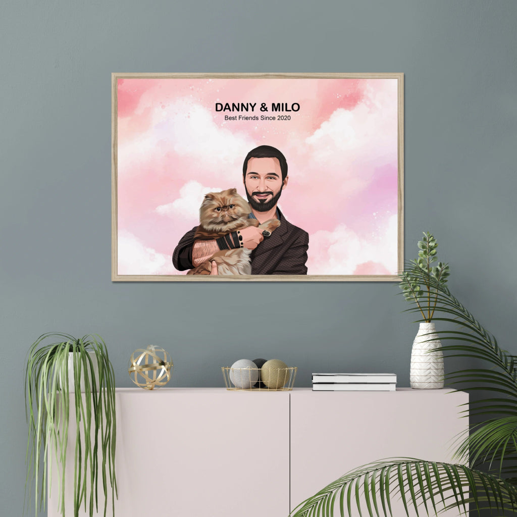 Pet Portraits | Dad and Pet Together: Custom Modern Pet Owner Portrait | Paw & Glory