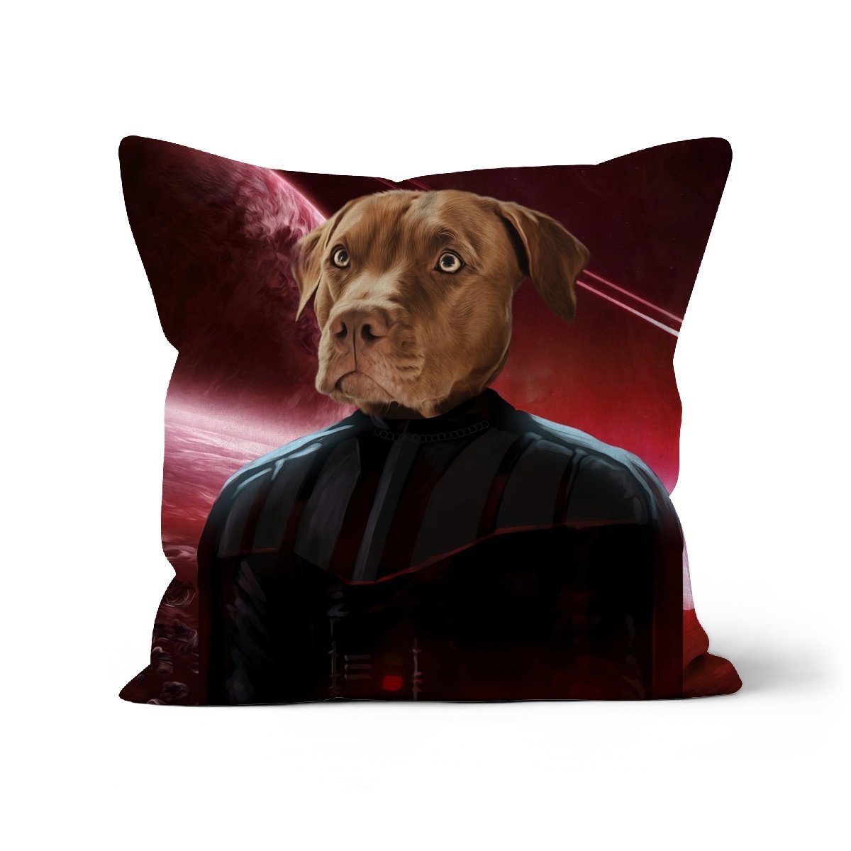 Pet Portraits | Darth Vadar (Star Wars Inspired): Custom Pet Pillow | Paw & Glory