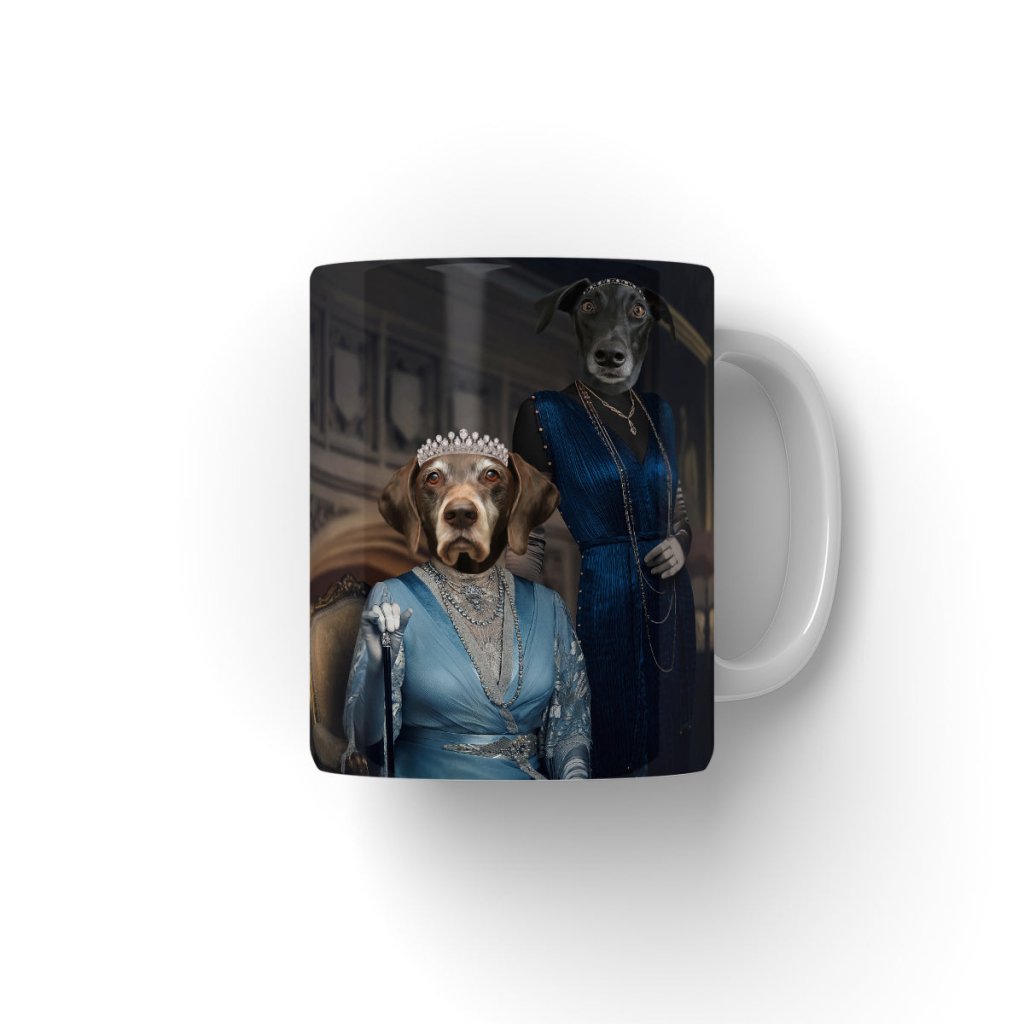 Pet Portraits | Dowager Countess & Lady Mary (Downton Abbey Inspired): Custom Pet Coffee Mug | Paw & Glory