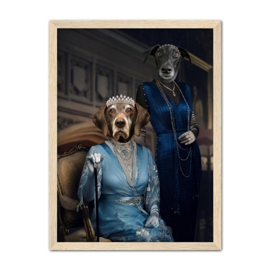 Pet Portraits | Dowager Countess & Lady Mary (Downton Abbey Inspired): Custom Pet Portrait | Paw & Glory