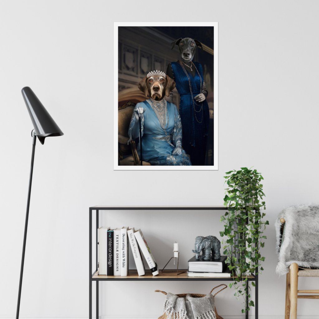 Pet Portraits | Dowager Countess & Lady Mary (Downton Abbey Inspired): Custom Pet Poster | Paw & Glory