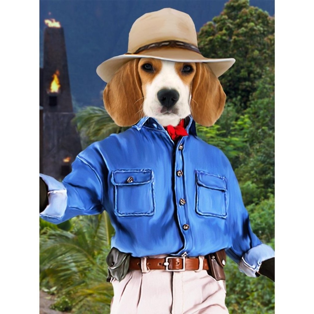 Pet Portraits | Dr Pawleontologist (Jurassic Park Inspired): Custom Digital Download Pet Portrait | Paw & Glory