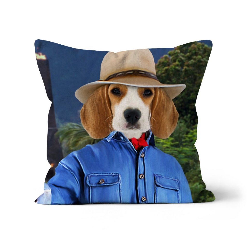Pet Portraits | Dr Pawleontologist (Jurassic Park Inspired): Custom Pet Pillow | Paw & Glory