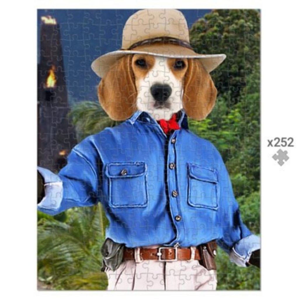Pet Portraits | Dr Pawleontologist (Jurassic Park Inspired): Custom Pet Puzzle | Paw & Glory