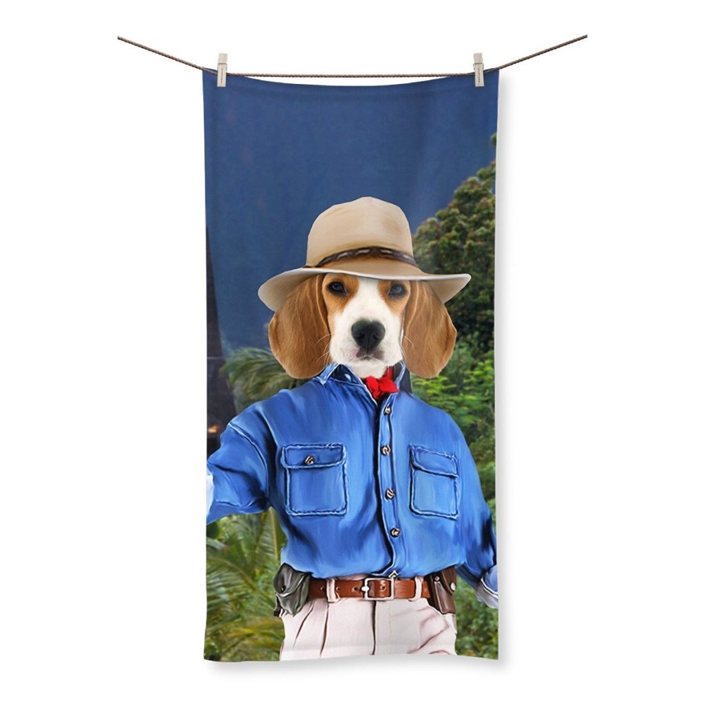 Pet Portraits | Dr Pawleontologist (Jurassic Park Inspired): Custom Pet Towel | Paw & Glory