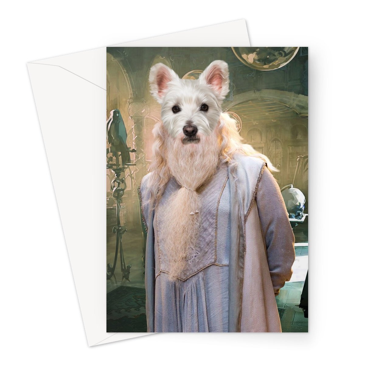 Pet Portraits | Dumbledore (Harry Potter Inspired): Custom Pet Greeting Card | Paw & Glory