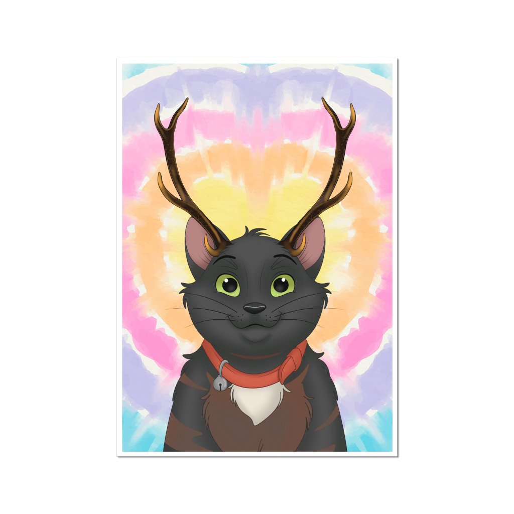 Pet Portraits | Elk Antlers: Cartoon Pet Portrait | Paw & Glory