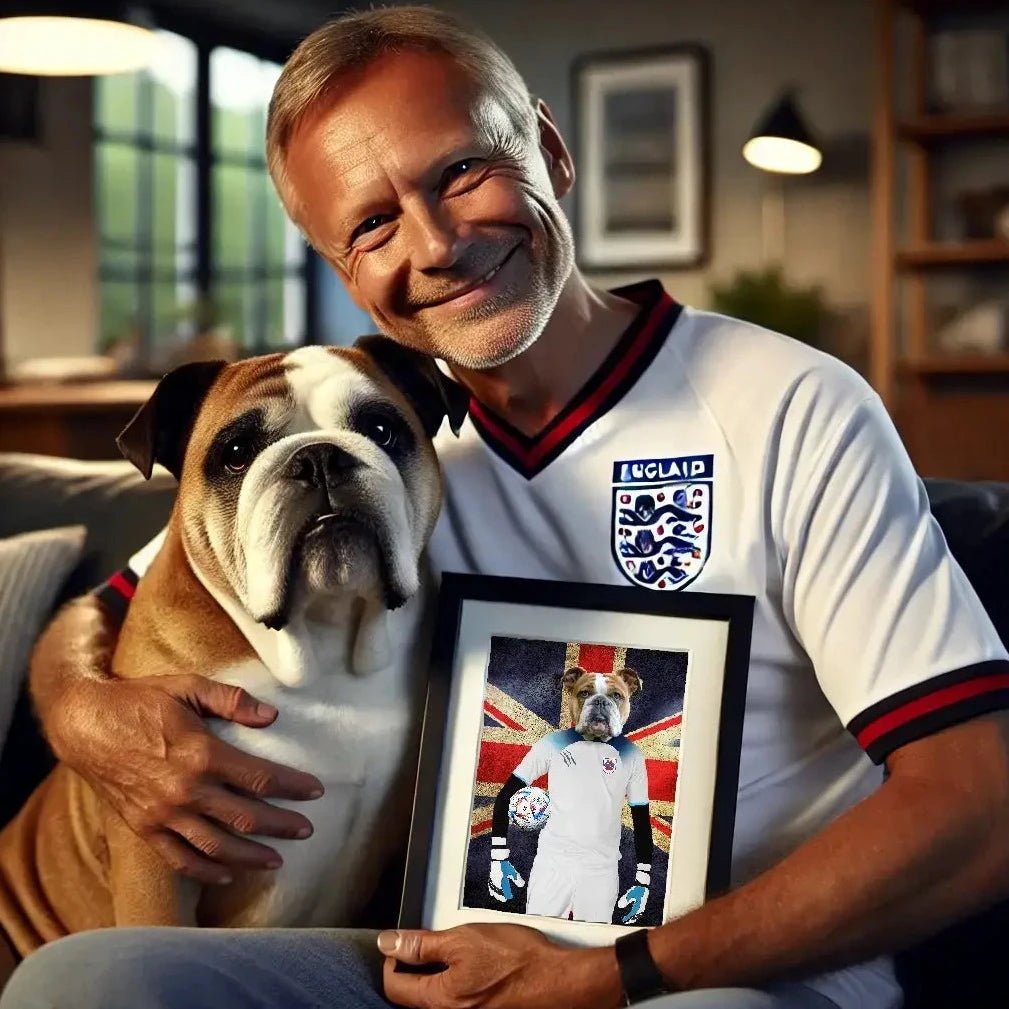 Pet Portraits | England Football Team: Custom Pet Portrait (British Flag Edition) | Paw & Glory