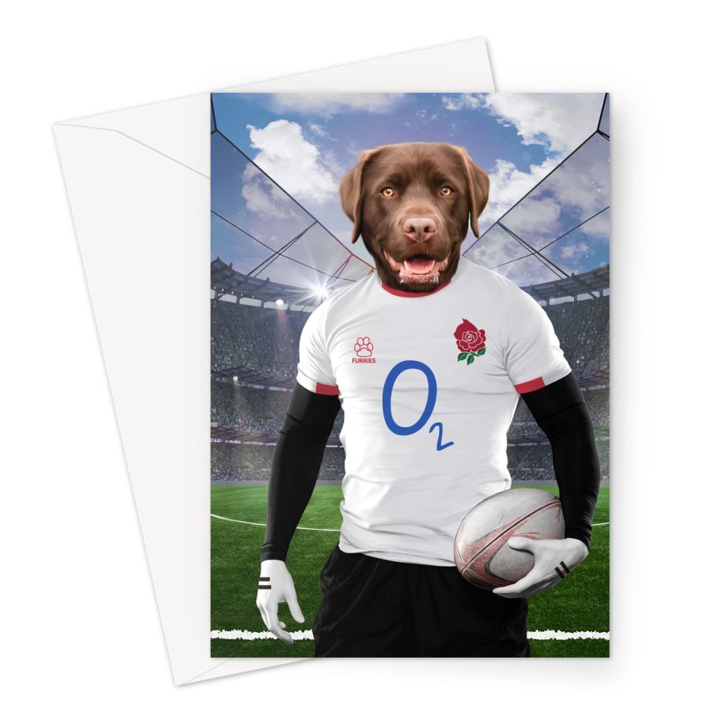 Pet Portraits | England Rugby Team: Custom Pet Greeting Card | Paw & Glory