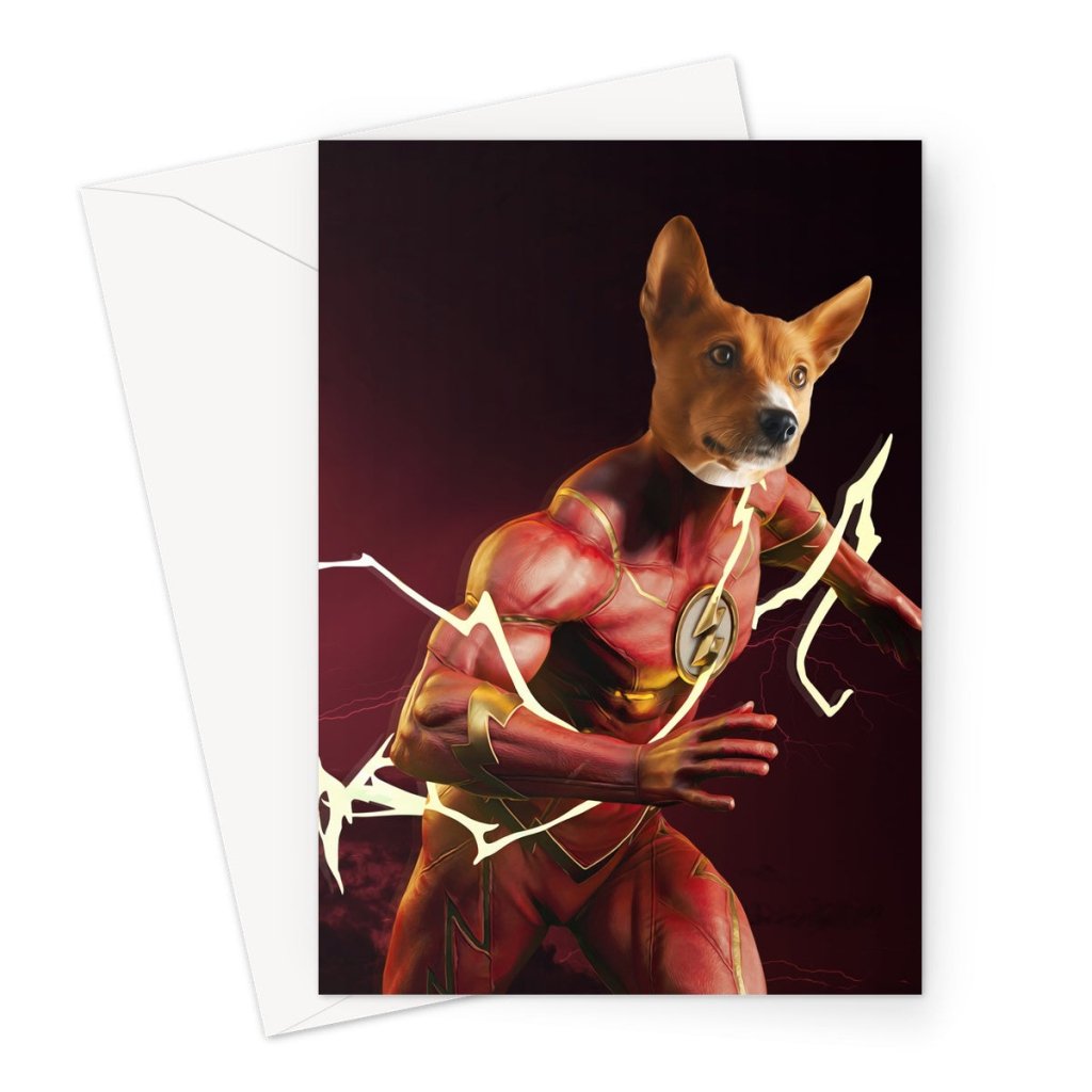 Pet Portraits | Flash (Marvel Inspired): Custom Pet Greeting Card | Paw & Glory
