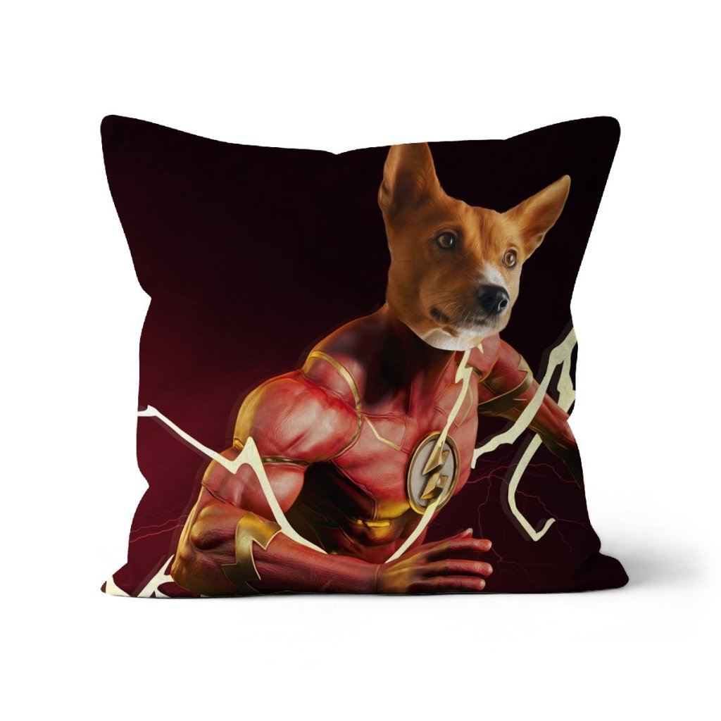 Pet Portraits | Flash (Marvel Inspired): Custom Pet Pillow | Paw & Glory