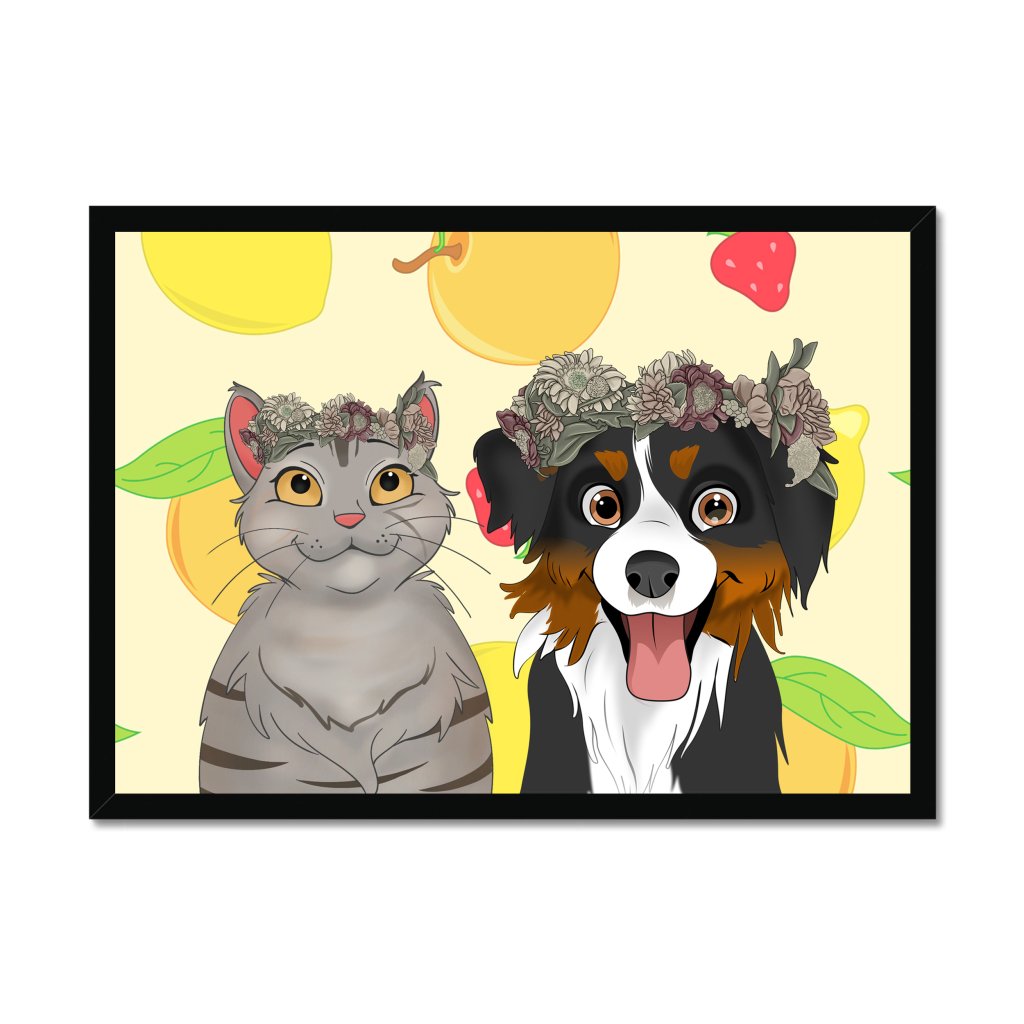 Pet Portraits | Floral Crown: Cartoon Pet Portrait | Paw & Glory