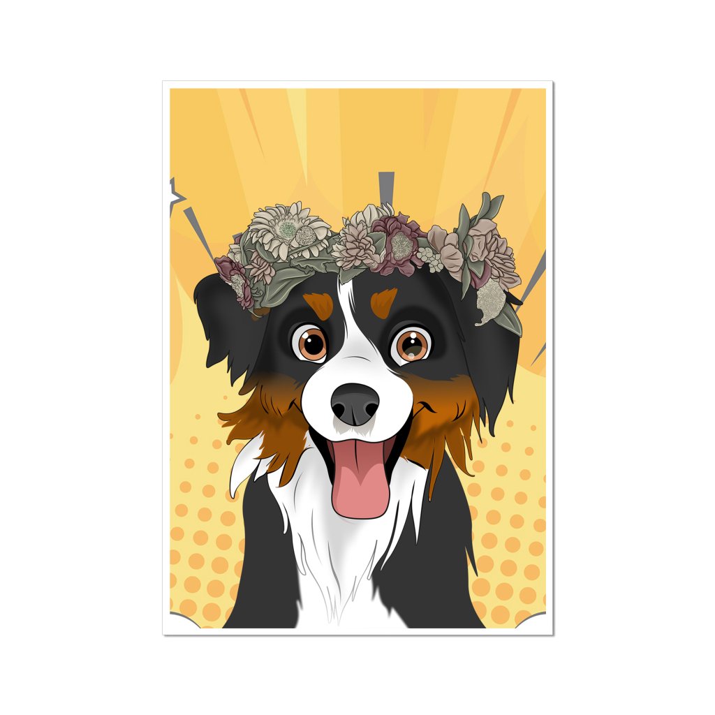 Pet Portraits | Floral Crown: Cartoon Pet Portrait | Paw & Glory