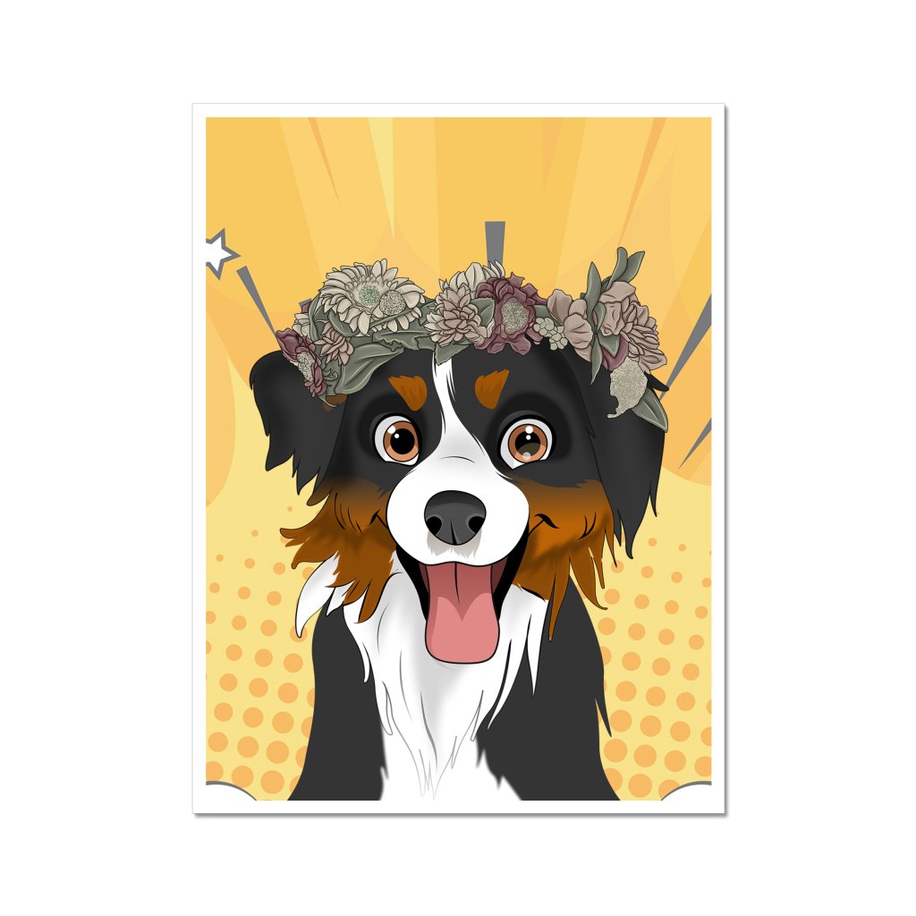 Pet Portraits | Floral Crown: Cartoon Pet Poster | Paw & Glory