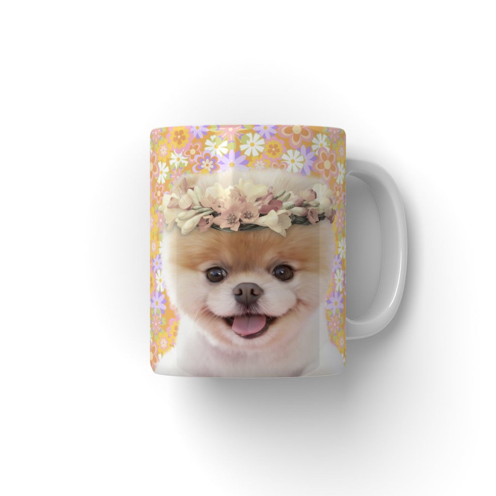 Pet Portraits | Flower Bud Crown: Minimalist Pet Coffee Mug | Paw & Glory