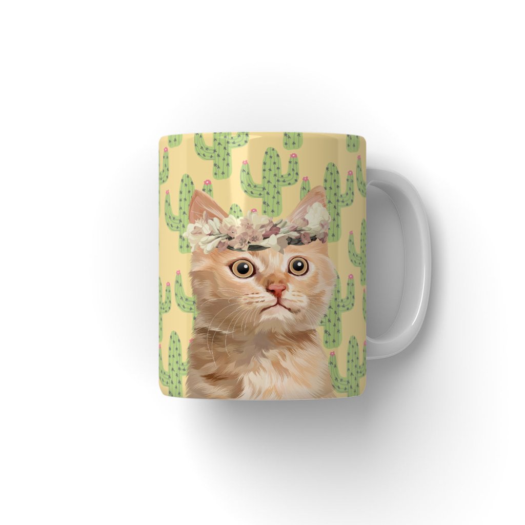 Pet Portraits | Flower Bud Crown: Modern Pet Coffee Mug | Paw & Glory