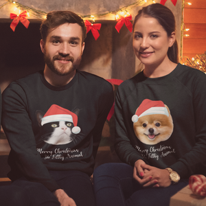 Merry Christmas Ya Filthy Animal Minimalist Pet Face Sweatshirt