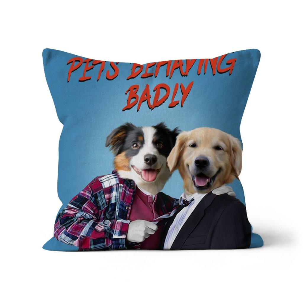 Gary & Tony (Men Behaving Badly Inspired): Custom Pet Pillow - Paw & Glory - Dog Portraits - Pet Portraits