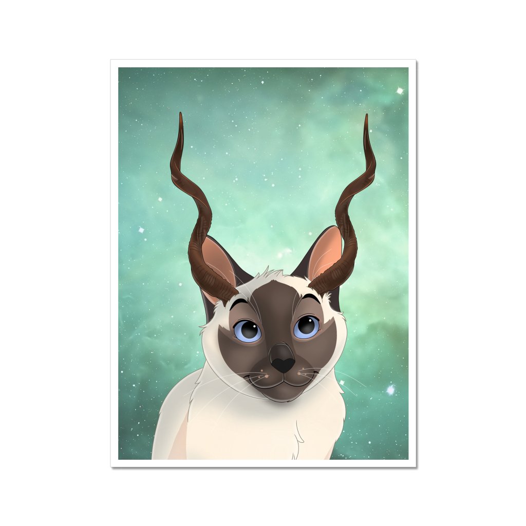 Pet Portraits | Gazelle Antlers: Cartoon Pet Poster | Paw & Glory