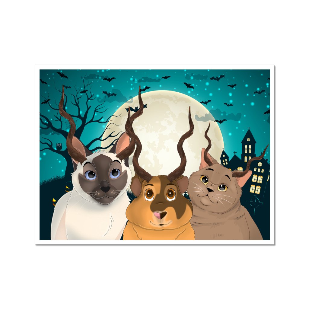Pet Portraits | Gazelle Antlers: Cartoon Pet Poster | Paw & Glory
