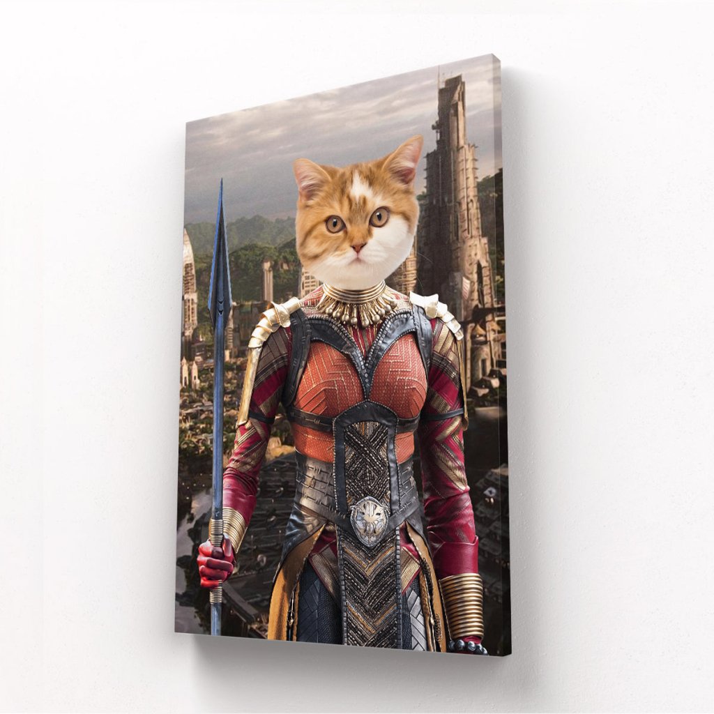 Pet Portraits | General Okoye (Marvel Inspired): Custom Pet Canvas | Paw & Glory