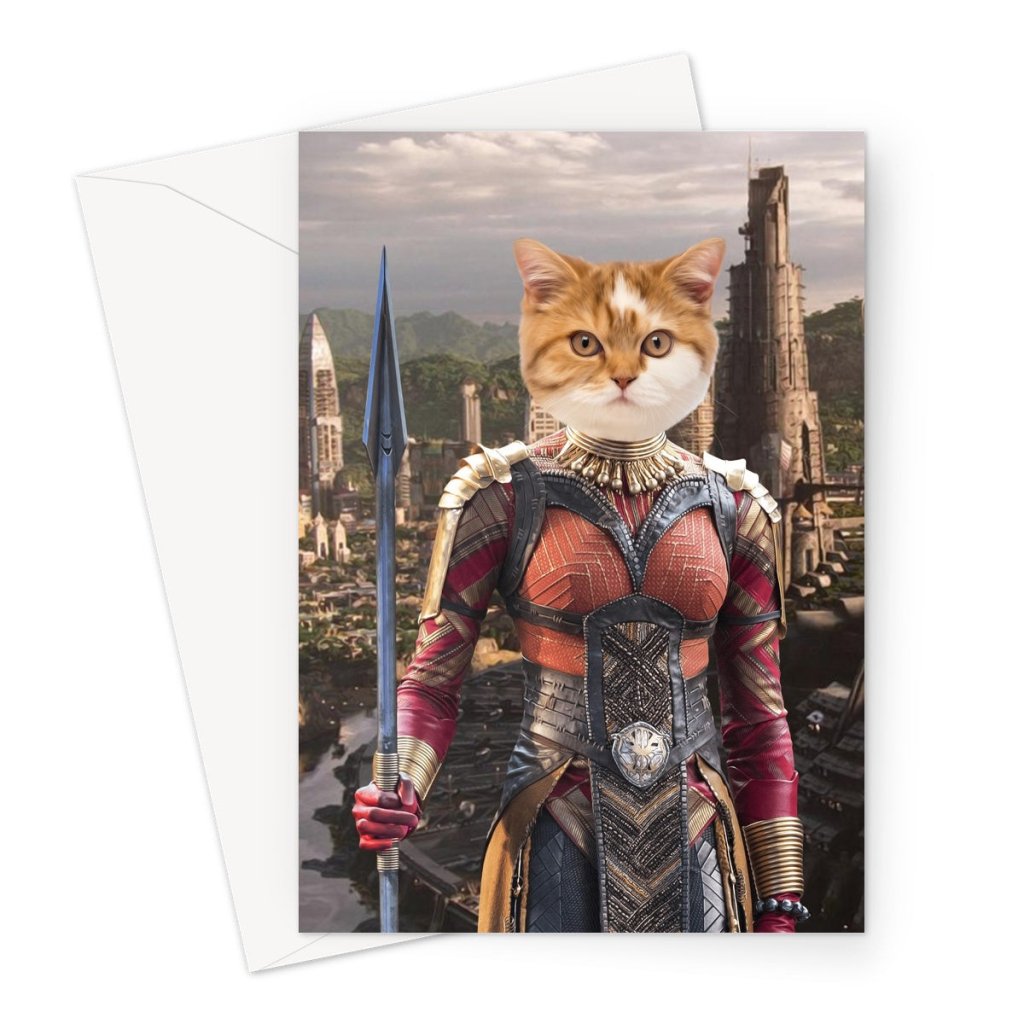 Pet Portraits | General Okoye (Marvel Inspired): Custom Pet Greeting Card | Paw & Glory