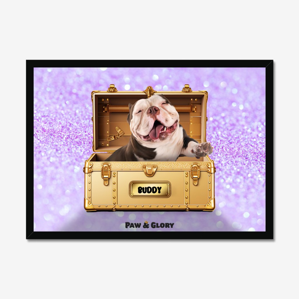 Pet Portraits | Glamour in Gold Luxury Trunk: Custom Pet Portrait | Paw & Glory