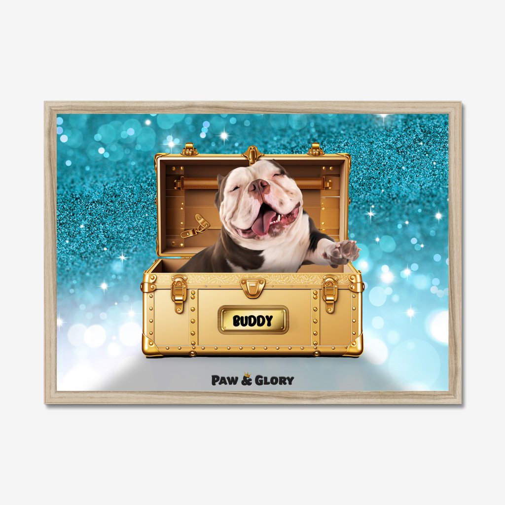 Pet Portraits | Glamour in Gold Luxury Trunk: Custom Pet Portrait | Paw & Glory